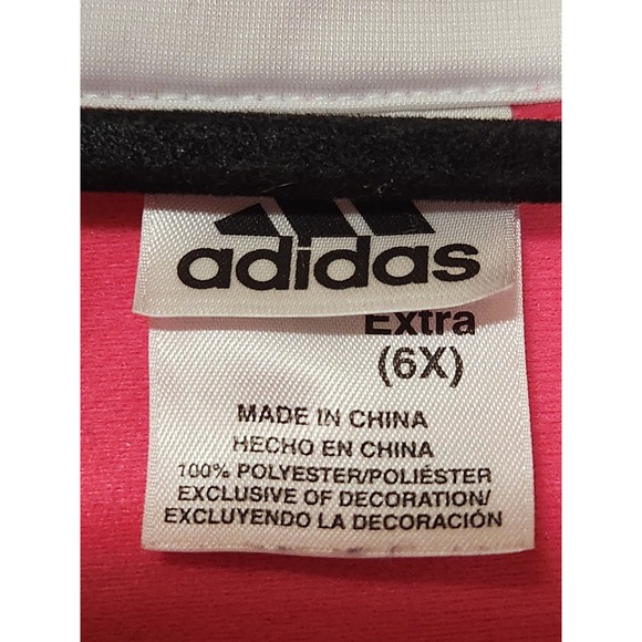 Adidas Girs Pink 3 Stripes 2 Pc Track Suit Jacket Pants Size 6X - Picture 11 of 12